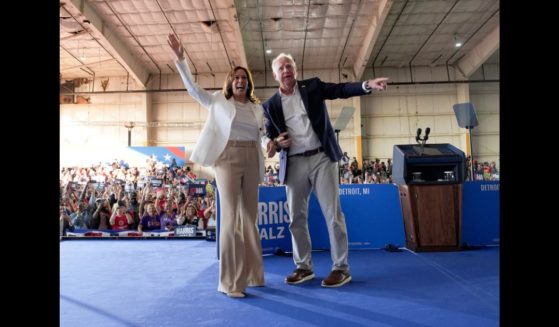 Democratic presidential candidate, U.S. Vice President Kamala Harris and Democratic vice presidential candidate Minnesota Gov. Tim Walz appear on stage together during a campaign event on August 7, 2024 in Detroit, Michigan.