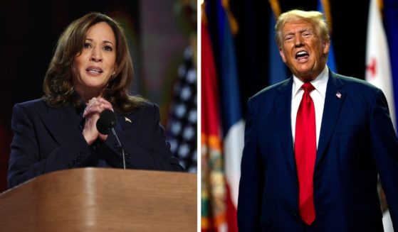 (L) Democratic presidential candidate, U.S. Vice President Kamala Harris speaks on stage during the final day of the Democratic National Convention at the United Center on August 22, 2024 in Chicago, Illinois. (R) Republican presidential nominee, former U.S. President Donald Trump greets the crowd before speaking during the National Guard Association of the United States' 146th General Conference & Exhibition at Huntington Place Convention Center on August 26, 2024 in Detroit, Michigan.