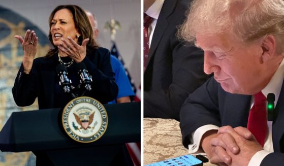 (L) This X screen shot shows former President Donald Trump speaking during a Spaces conversation with Elon Musk on Aug. 12. (R) Democratic presidential candidate, U.S. Vice President Kamala Harris, speaks at a campaign rally at United Auto Workers Local 900 on August 8, 2024 in Wayne, Michigan.