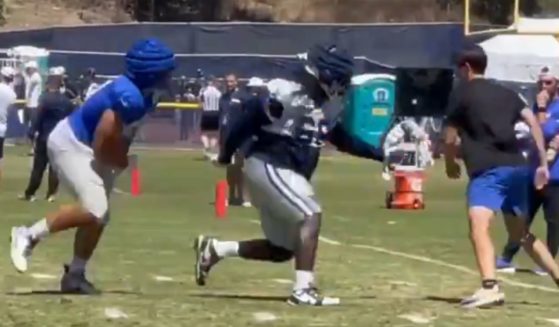 This X screen shot uploaded on Aug. 14 shows an incident from a joint practice between the Dallas Cowboys and LA Rams.