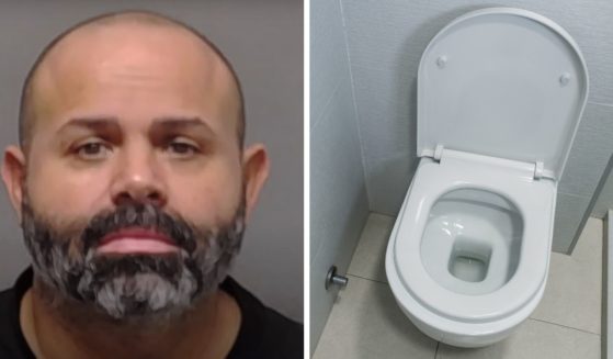 (L) This YouTube screen shot shows the mugshot of Texas man Paul Moses Alden, who is accused by authorities for planting explosives in gas station bathrooms. (R) This Getty stock image shows a toilet.