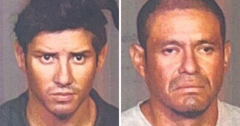 These X screen show David Davon-Bonilla (L) and Leovando Moreno (R), two South American migrants who are alleged to have been involved with the raping of an unnamed woman.