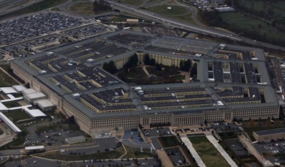 The Pentagon is seen from a flight taking off from Ronald Reagan Washington National Airport on November 29, 2022 in Arlington, Virginia.