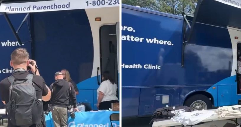 These X screen shots show various scenes at and around the Planned Parenthood mobile clinic near the 2024 Democratic National Convention on Aug. 20.