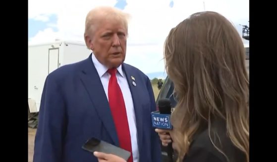 This X screen shot from a clip posted Aug. 22 shows former President Donald Trump speaking to News Nation, before an assassination attempt cut the interview short.