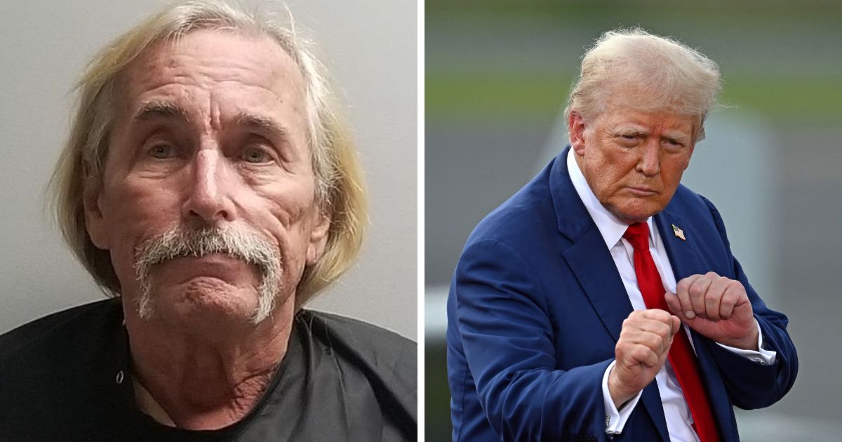 (L) This Facebook screen shot shows Robert Syvrud, who was arrested for a variety of charges in Arizona, including alleged threats made against former President Donald Trump. (R) Former US President and Republican presidential candidate Donald Trump gestures during a campaign rally at the North Carolina Aviation Museum & Hall of Fame in Asheboro, North Carolina, August 21, 2024.