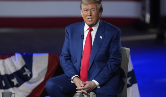 Republican presidential nominee former President Donald Trump participates in a town hall with FOX News host Sean Hannity at the New Holland Arena on Wednesday in Harrisburg, Pennsylvania.