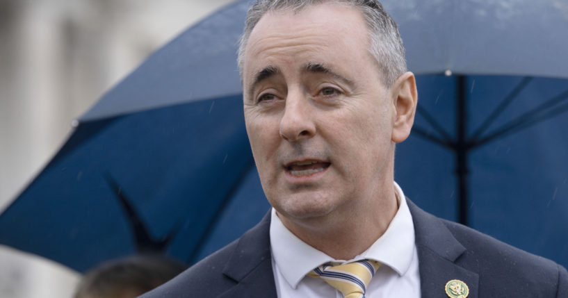 Rep. Brian Fitzpatrick, R-Pa., speaks at a news conference, January 31, 2023, on Capitol Hill in Washington.