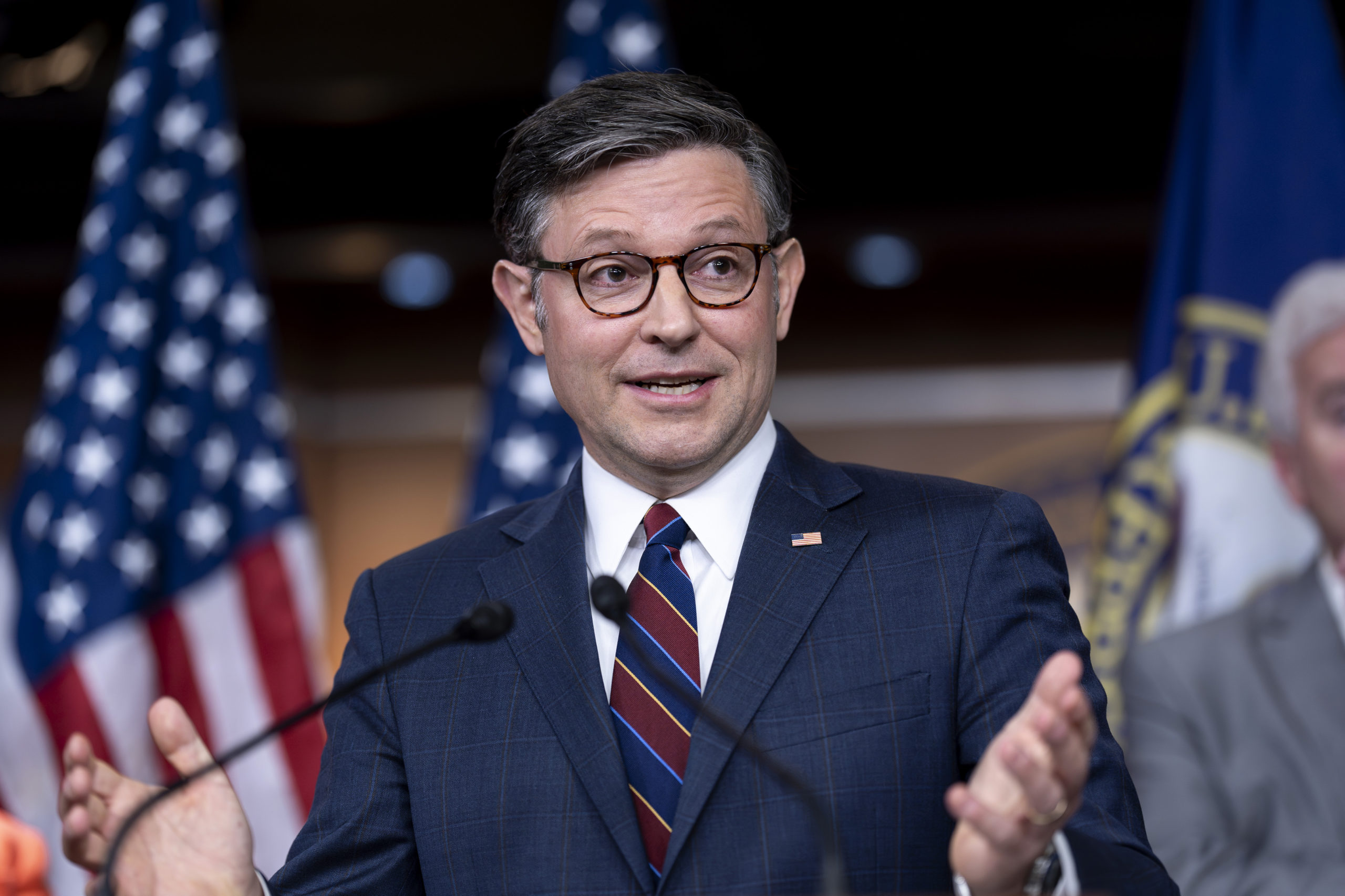 Speaker of the House Mike Johnson, R-La., speaks at the Capitol in Washington, July 23, 2024.