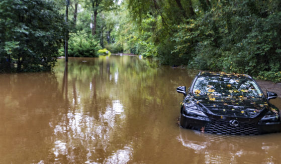 Flooded car following a hurricane.