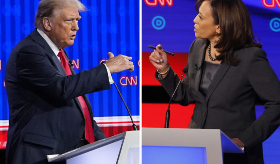 This combination photo shows Republican presidential candidate former President Donald Trump, left, and then-Sen. Kamala Harris, right, who will be participating in a presidential debate in Philadelphia, Pennsylvania, on Tuesday.