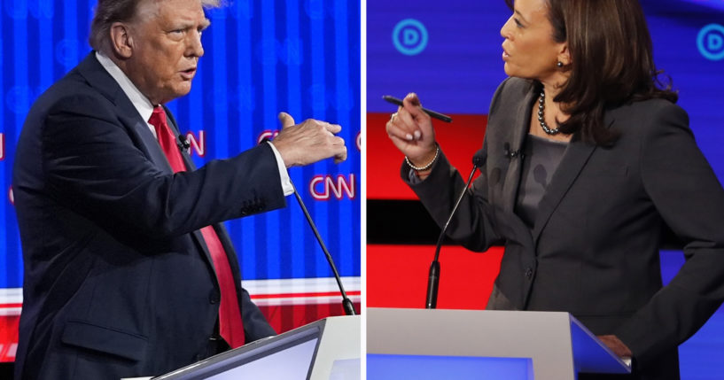 This combination photo shows Republican presidential candidate former President Donald Trump, left, and then-Sen. Kamala Harris, right, who will be participating in a presidential debate in Philadelphia, Pennsylvania, on Tuesday.