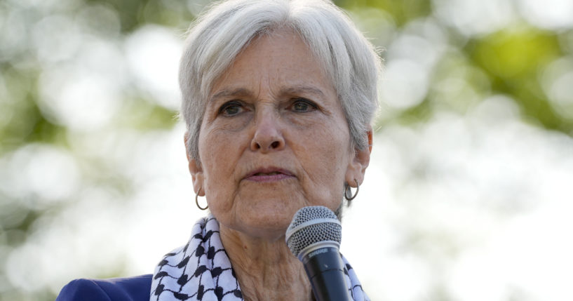 Green Party presidential candidate Jill Stein speaks during a rally at Union Park during the Democratic National Convention in Chicago, Illinois, on Aug. 21, 2024.