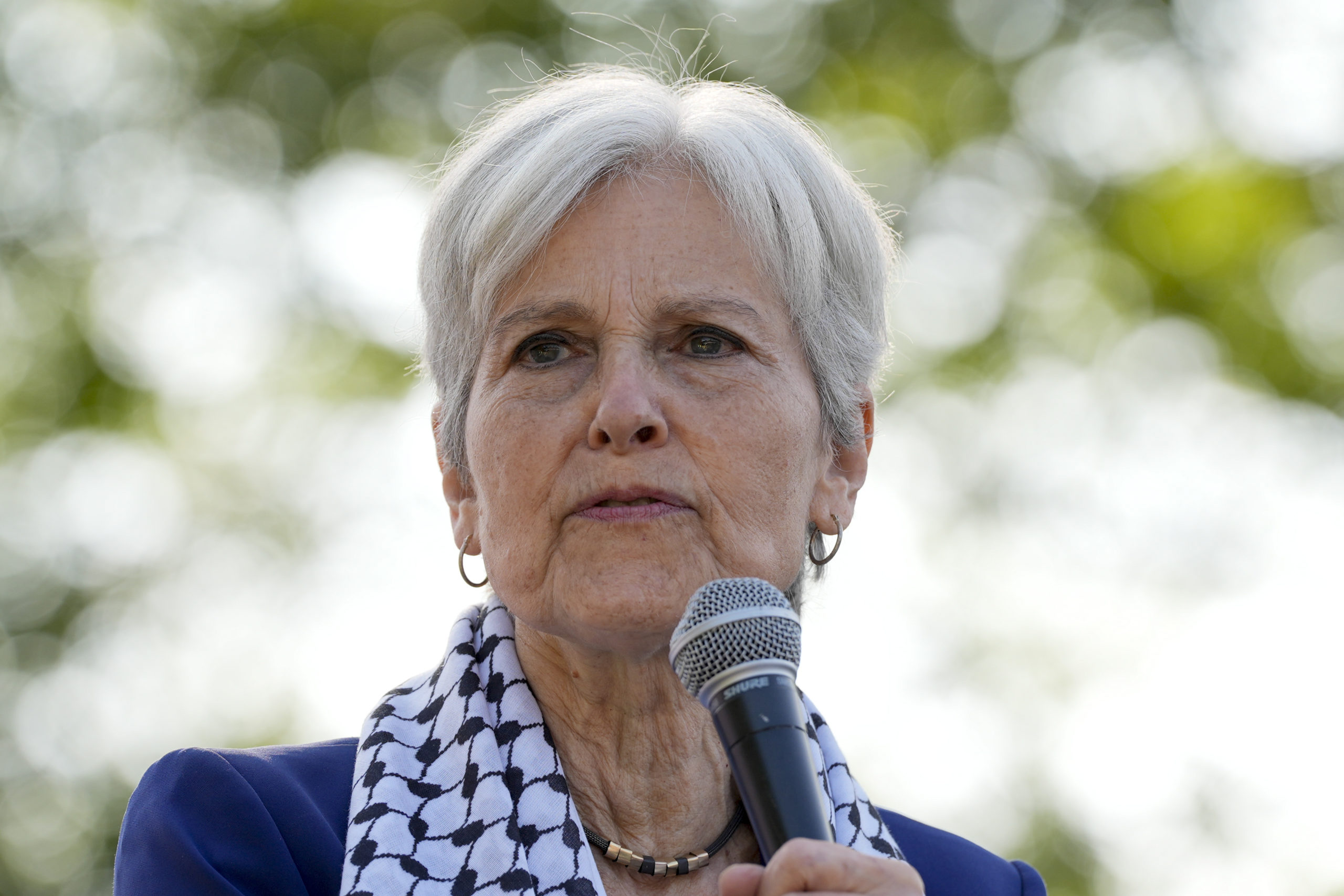 Green Party presidential candidate Jill Stein speaks during a rally at Union Park during the Democratic National Convention in Chicago, Illinois, on Aug. 21, 2024.