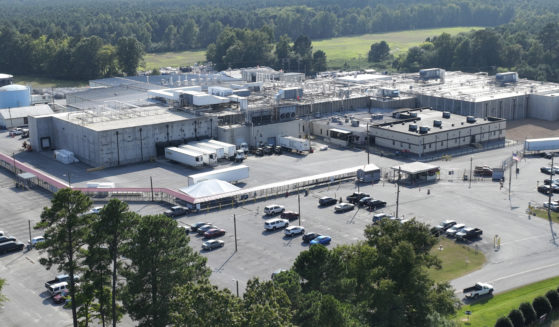 An aerial view dated Aug. 29 shows the Jarratt, Virginia,Boar's Head processing plant that was tied to a deadly food poisoning outbreak.