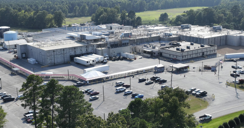 An aerial view dated Aug. 29 shows the Jarratt, Virginia,Boar's Head processing plant that was tied to a deadly food poisoning outbreak.