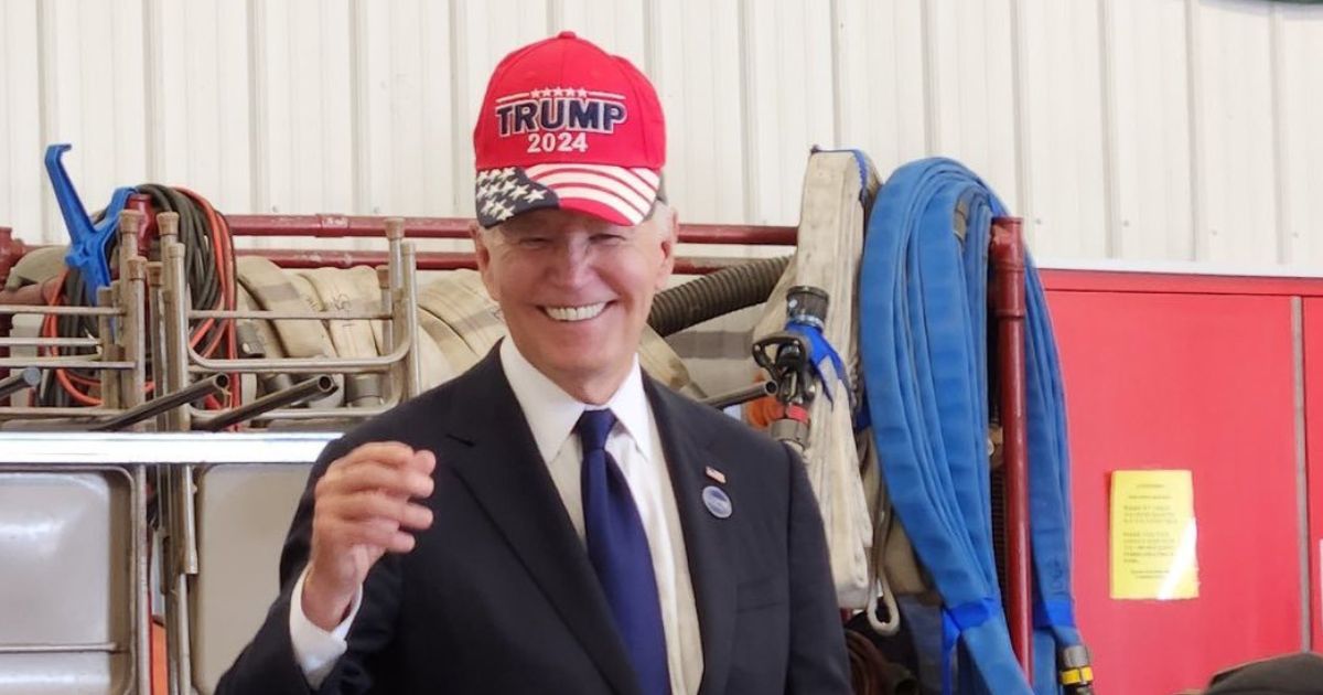 Biden appears to have accidentally put on a "Trump 2024" hat on Wednesday.