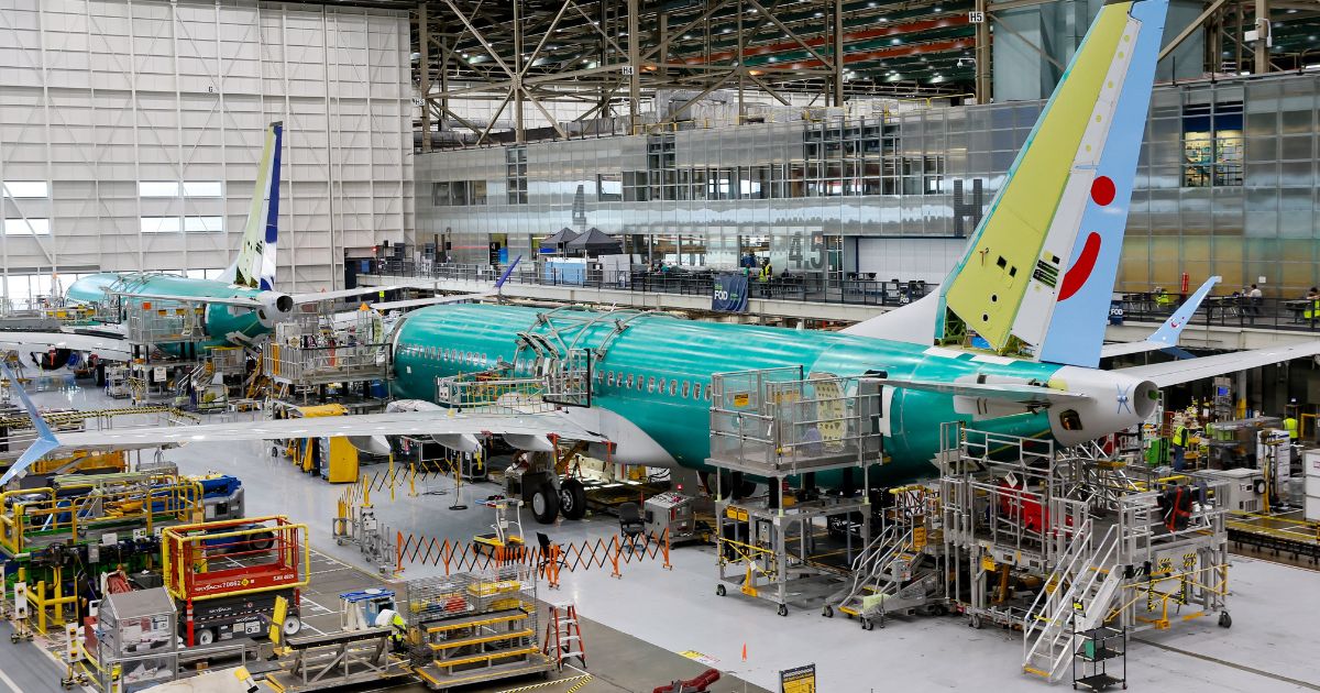 Boeing 737 MAX aircraft are assembled at the Boeing Renton Factory in Renton, Washington, on June 25.