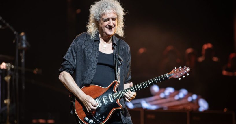 Brian May of Queen performs at Chase Center in San Francisco, California, on Nov. 8, 2023.