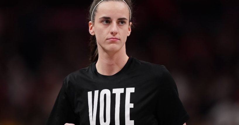 Caitlin Clark of the Indiana Fever warms up before the game against the Las Vegas Aces in Indianapolis, Indiana, on Wednesday.