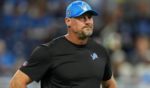 Detroit Lions head coach Dan Campbell looks on during warmups before their game against the Los Angeles Rams at Ford Field on Sept. 8 in Detroit, Michigan.