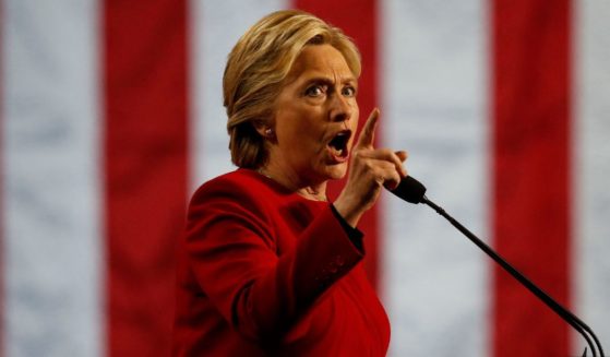 Then-Democratic presidential nominee Hillary Clinton is seen making a speech in Allendale, Michigan, during her 2016 campaign.