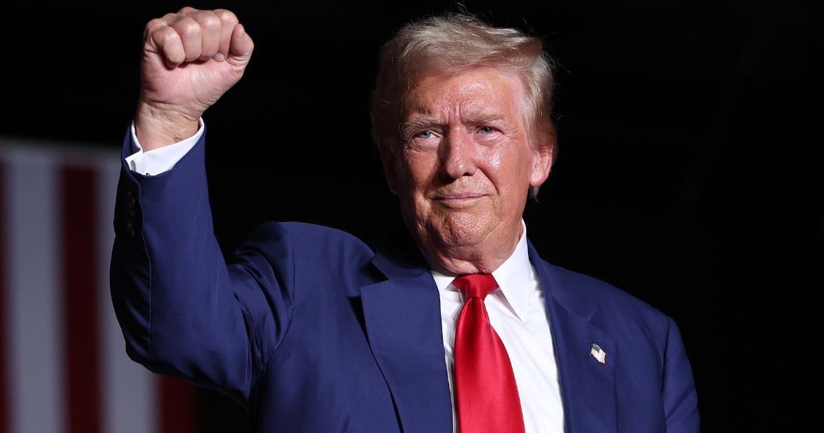 Former President Donald Trump greets supporters during a campaign rally in Las Vegas, Nevada, on Friday.