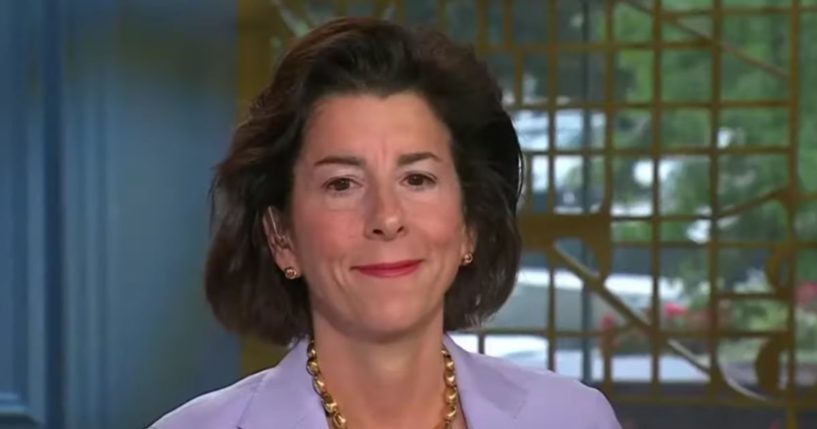 During an interview with "Morning Joe" on Wednesday, Commerce Secretary Gina Raimondo made a comment about former President Donald Trump that caused host Mika Brzezinski to step in.