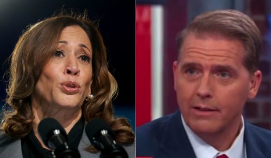 On Tuesday, Scott Jennings, right, cited a CNN poll that showed that former President Donald Trump holds a 14-point approval edge over Vice President Kamala Harris, left, for their respective terms in office.