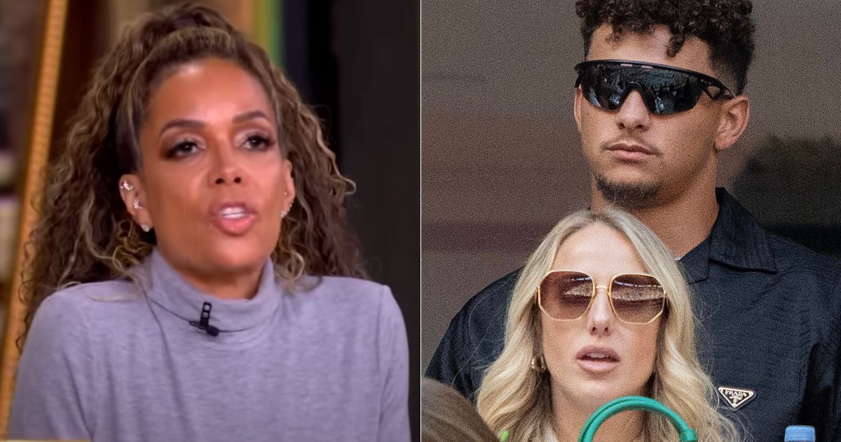 On Wednesday's episode of "The View," co-host Sunny Hostin, left, attacked Brittany Mahomes, right, and her family over Mahomes support of former President Donald Trump.