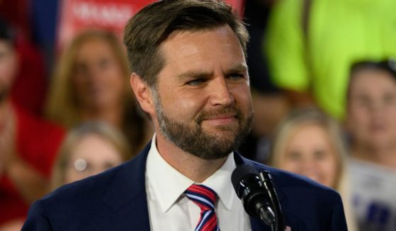 Sen. J.D. Vance speaks at a rally at trucking company in Erie, Pennsylvania, on Wednesday.