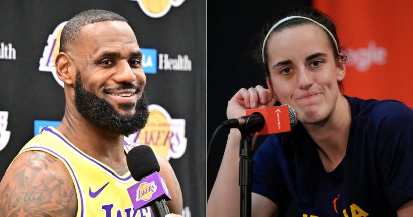 In a recent interview, NBA star LeBron James, left, complimented WNBA star rookie Caitlin Clark, but he somehow made his praise all about himself.