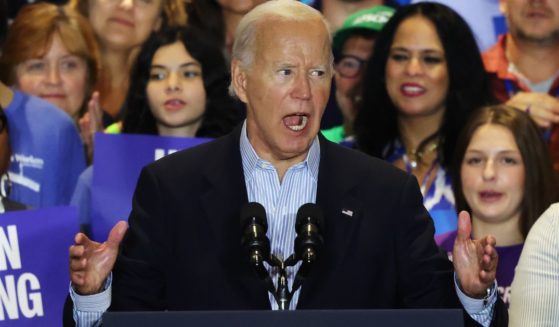 President Joe Biden speaks during a campaign event for Democratic presidential nominee Vice President Kamala Harris in Pittsburgh, Pennsylvania, on Monday.