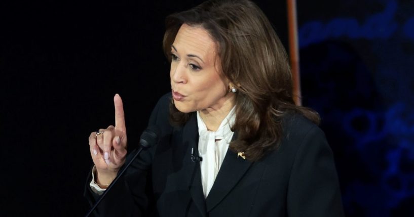 Vice President Kamala Harris speaks during the presidential debate in Philadelphia, Pennsylvania, on Tuesday.