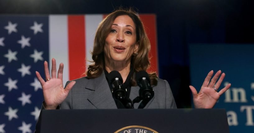 Vice President Kamala Harris speaks during an event at the Cobb Energy Performing Arts Centre in Atlanta, Georgia, on Friday.