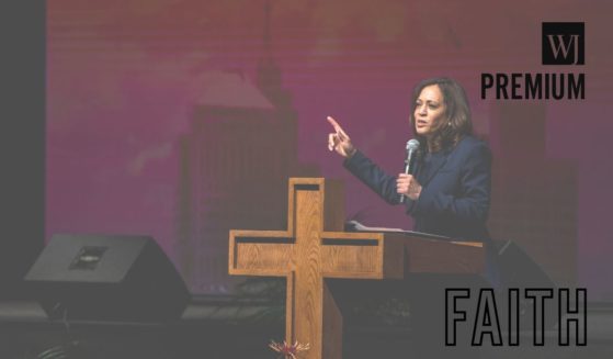 Vice President Kamala Harris at a drive-in church service in Michigan in 2020.