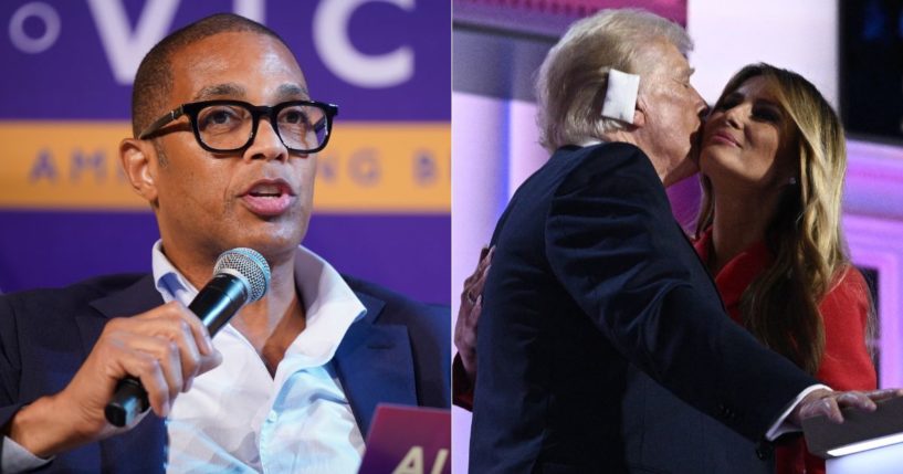 Don Lemon, left is receiving backlash for a video in which he questioned the assassination attempt of former President Donald Trump, center, and mocked former first lady Melania Trump, right.