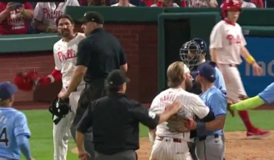 During a game between the Philadelphia Phillies and the Tampa Bay Rays on Tuesday, an errant pitch lead to the players clearing the benches.