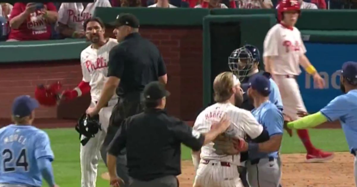 During a game between the Philadelphia Phillies and the Tampa Bay Rays on Tuesday, an errant pitch lead to the players clearing the benches.