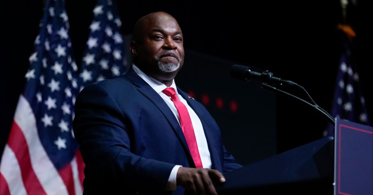 North Carolina Lt. Gov. Mark Robinson speaks before Republican presidential nominee former President Donald Trump at a campaign rally in Asheville, North Carolina, on Aug. 14.