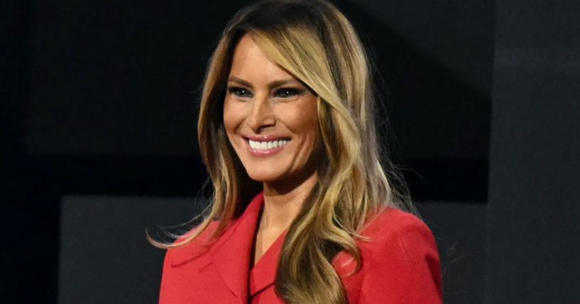 Former first lady Melania Trump arrives for the last day of the 2024 Republican National Convention in Milwaukee, Wisconsin, on July 18.