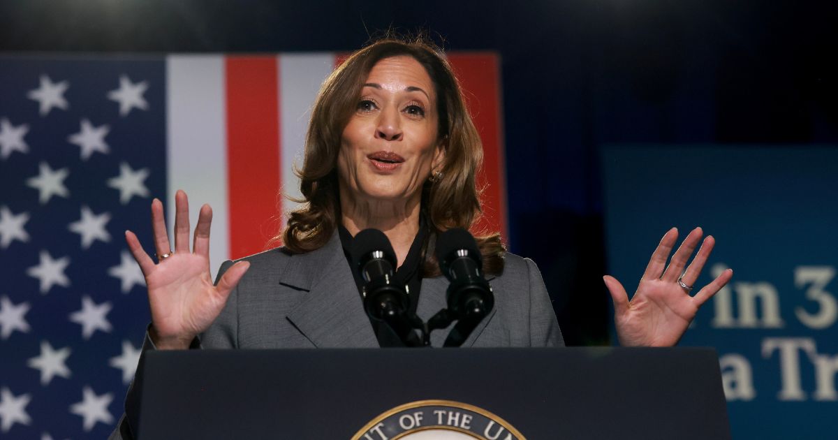 Democratic presidential nominee, U.S. Vice President Kamala Harris, speaks during an event at the Cobb Energy Performing Arts Centre on September 20, 2024, in Atlanta, Georgia.