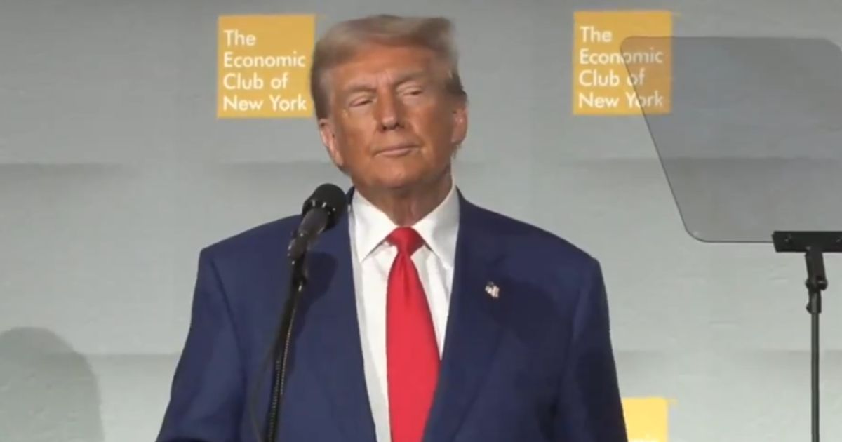 Former President Donald Trump speaking to the Economic Club of New York.