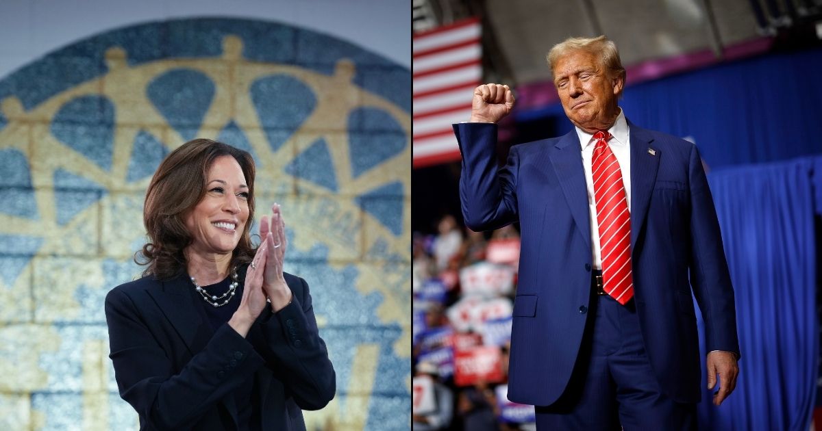 Composite image of former President Donald Trump and Vice President Kamala Harris.