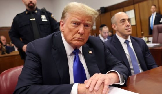 Former U.S. President Donald Trump sits in the courtroom during his hush money trial at Manhattan Criminal Court on May 30, 2024 in New York City. The second day of jury deliberations in the hush money trial of the former president are underway.