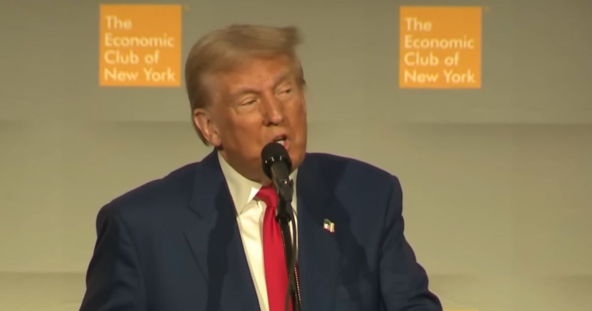 Former President Donald Trump speaking to The Economic Club in New York in 2024.