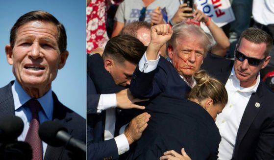 After a Senate Homeland Security and Governmental Affairs Committee meeting with acting Secret Service Director Ronald Rowe on Thursday, Sen. Richard Blumenthal, left, claimed Americans will be "shocked" at the failures that led to the July 13 assassination attempt of former President Donald Trump, right.