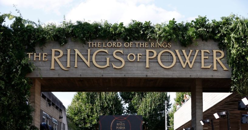 A general view of the set-up ahead of the World Premiere for Season two of "The Lord of the Rings: The Rings of Power" is pictured in London, England, on Aug. 20.