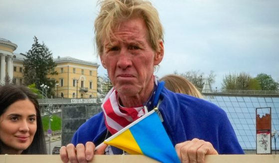 Ryan Wesley Routh takes part in a rally in central Kyiv, Ukraine, on April 30, 2022.