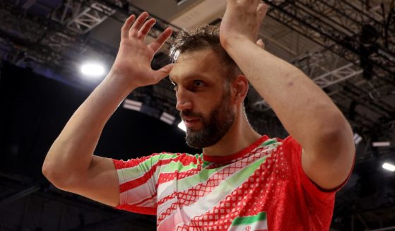 Morteza Mehrzadselakjani of Team Islamic Republic of Iran after his team won the gold medal of the Sitting Volleyball Men's competition.